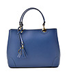 Дамска кожена чанта в синьо Thea-0 снимка