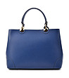Дамска кожена чанта в синьо Thea-1 снимка