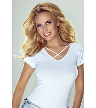 Бяла дамска памучна блуза Rene снимка