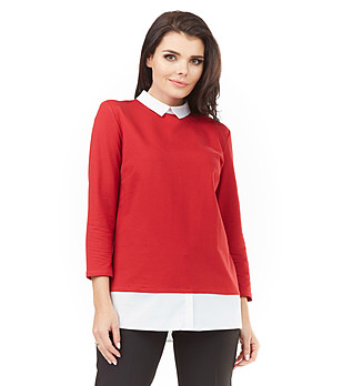 Дамска блуза в червено и бяло Virginia снимка