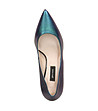Дамски сини кожени обувки с метален ефект Muria-1 снимка