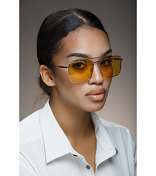 Метални слънчеви очила очила с жълти лещи снимка