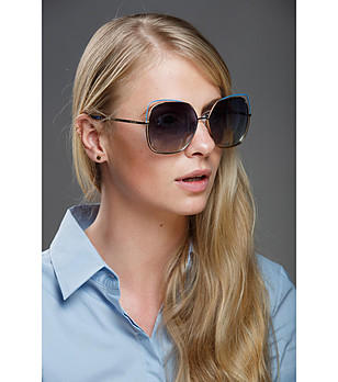 Дамски слънчеви очила в златисто и синьо снимка