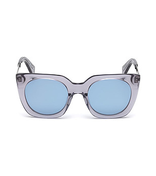 Дамски слънчеви очила със сиви прозрачни рамки и сини лещи снимка