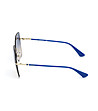 Слънчеви дамски очила в златисто и синьо-2 снимка