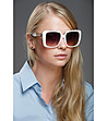 Бели дамски слънчеви очила с декоративни верижки-1 снимка