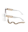 Бели дамски слънчеви очила с декоративни верижки-2 снимка