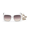 Бели дамски слънчеви очила с декоративни верижки-4 снимка