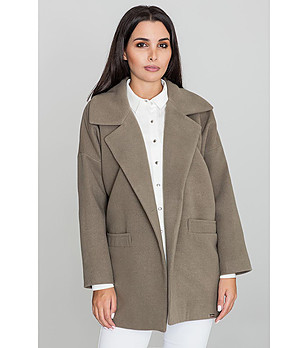 Дамско палто Lucky в цвят маслина снимка