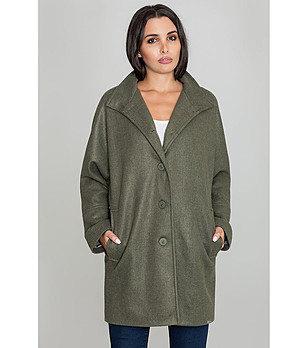 Дамско палто в цвят маслина Arilda снимка