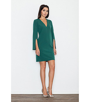 Зелена рокля с дълги ръкави Volena снимка