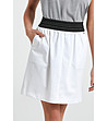 Бяла пола с контрастен кант при талията-0 снимка