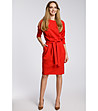 Памучна червена рокля с джобове Klea-0 снимка