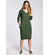 Тъмнозелена памучна рокля със 7/8 ръкави Hola-0 снимка