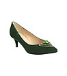 Зелени дамски велурени обувки с декорация Sarifa-1 снимка