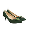 Зелени дамски велурени обувки с декорация Sarifa-4 снимка