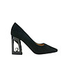 Черни велурени дамски обувки с ефектен ток Tiera-0 снимка