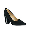 Черни велурени дамски обувки с ефектен ток Tiera-1 снимка