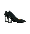 Черни велурени дамски обувки с ефектен ток Tiera-2 снимка