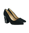 Черни велурени дамски обувки с ефектен ток Tiera-4 снимка