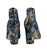 Тъмносини дамски затворени обувки с флорални мотиви в синьо и златисто Ewe-3 снимка