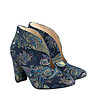 Тъмносини дамски затворени обувки с флорални мотиви в синьо и златисто Ewe-4 снимка