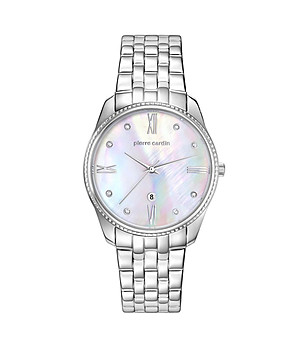 Дамски сребрист часовник с циферблат със седефен ефект Elly снимка