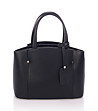 Черна дамска чанта от естествена кожа с декоративен елемент Carlie-0 снимка