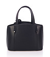 Черна дамска чанта от естествена кожа с декоративен елемент Carlie-1 снимка