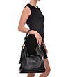 Черна дамска кожена чанта с пискюли Lucilla-4 снимка