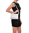 Дамска кожена чанта за рамо в бяло Nina-4 снимка