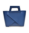 Синя дамска кожена чанта Fiona-1 снимка