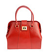 Дамска кожена чанта в червено Alfina-0 снимка