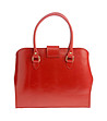 Дамска кожена чанта в червено Alfina-1 снимка