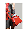 Дамска кожена чанта в червено Alfina-4 снимка