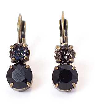 Позлатени дамски обеци с кристали Swarovski в черно Beatris снимка