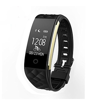 Смарт силиконов часовник с Bluetooth в черно и златисто снимка