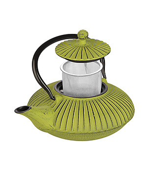 Зелен чугунен чайник с инфюзер 780 мл снимка