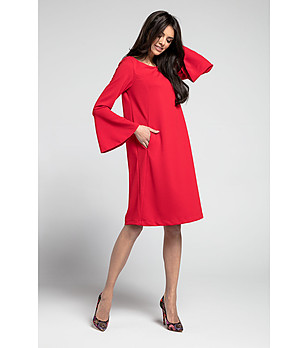 Червена рокля с ефектни ръкави Lusia снимка