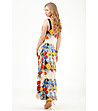 Дълга рокля в цвят екрю с многоцветен флорален принт-1 снимка