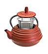 Червен чугунен чайник с инфюзер 700 мл-1 снимка