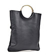 Черна дамска кожена чанта с несесер Arden-2 снимка