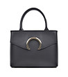Елегантна черна дамска чанта от естествена кожа Marlita-0 снимка