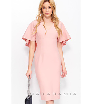 Розова рокля с имитация на пелерина Nona снимка