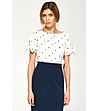 Дамска блуза в цвят екрю с фин принт Tracy-0 снимка
