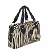 Дамска кожена чанта в бежово с принт зебра-2 снимка