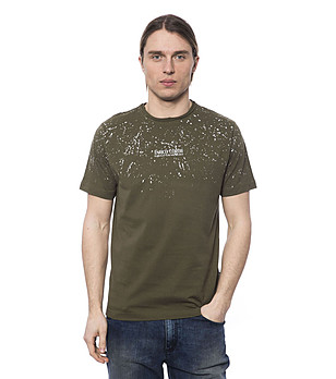 Мъжка памучна тениска с принт Gino в цвят каки снимка