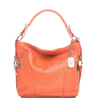 Дамска чанта от естествена кожа в оранжево Werona снимка