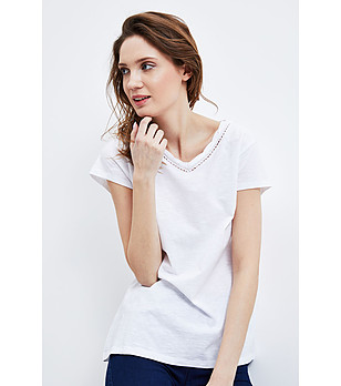 Дамска памучна блуза в бяло Gabrielle снимка