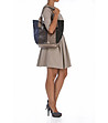 Дамска кожена чанта в бежово, сиво и синьо с лъскав ефект Fresia-4 снимка